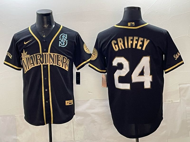 Men 2026 Nike Seattle Mariners #24 Griffey black gold Game MLB Jersey 04->seattle mariners->MLB Jersey